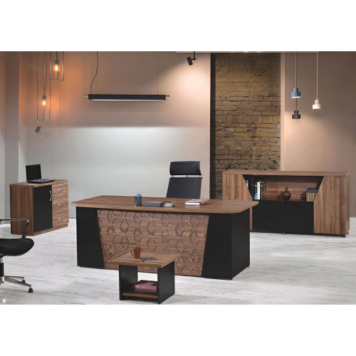 Garnitur Büro Schreibtisch Bürotisch Set 4tlg Holz Büromöbel Braun von Xl Moebel