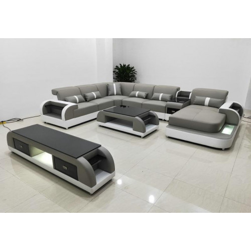 Garnitur Design Wohnlandschaft Ecksofa Sofa Couch U-Form Couchtisch Leder 2tlg von Xl Moebel