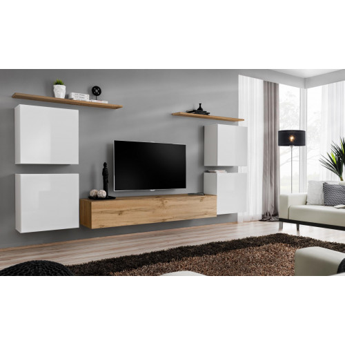 Garnitur Set 7tlg Luxus Neu Wohnwand Braun TV Ständer Wandschrank Holz von Xl Moebel