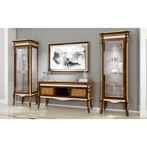 Garnitur Wohnzimmer TV Ständer Braun RTV Lowboard Vitrine Set 3tlg von Xl Moebel