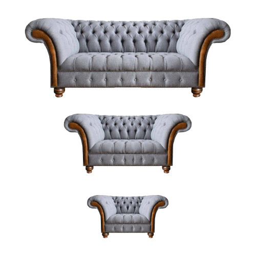 Grau-Braune Chesterfield Wohnzimmer Sofas Designer Komplettes Couch Set von Xl Moebel