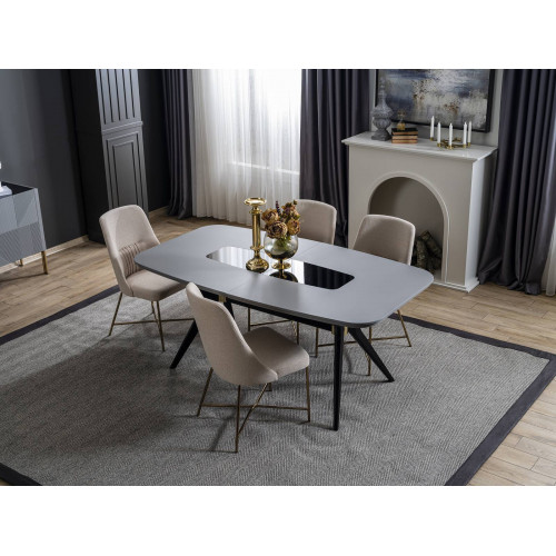 Grau-Weiße Esszimmer Möbel Esstisch Luxus 4x Polsterstühle Moderner Set von Xl Moebel