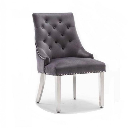 Grauer Esszimmer Chesterfield Stuhl Textilstuhl Luxuriöser Einsitzer von Xl Moebel