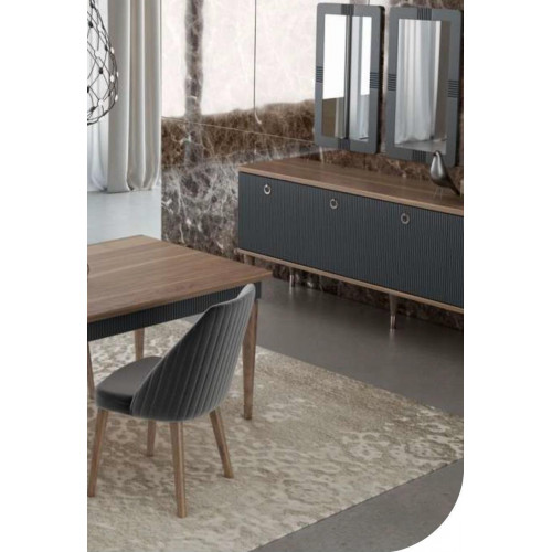 Grauer Moderner Luxus Stuhl Stühle Einsitzer Holzmöbel Küchenstühle von Xl Moebel