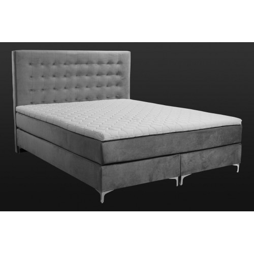 Graues Doppelbett Klassisches Schlafzimmermöbel Design Eleganter Stoff neu von Xl Moebel