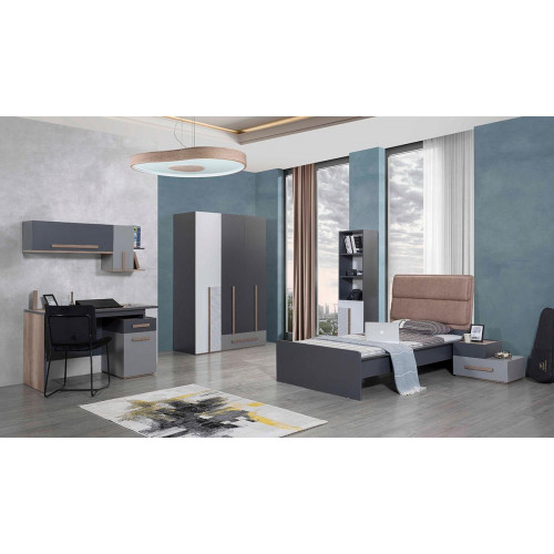 Graues Jugendzimmer Kleiderschrank Bücherregal Kinderzimmer Bett 5tlg Graues Jugendzimmer Kleiderschrank Bücherregal Kinderzimmer Bett 5tlg von Xl Moebel