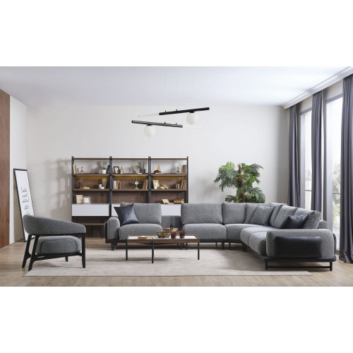Graues Polster Ecksofa Designer Textil Sessel Wohnzimmer Luxus Garnitur von Xl Moebel