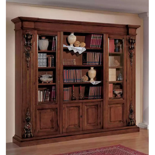 Großes Braunes Bücherregal Luxus Vitrine Holzschrank Massivolz Möbel von Xl Moebel