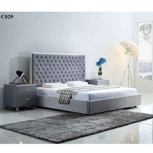 Großes stilvolles Chesterfield graues Doppelbett Textil Betten Luxus Design Großes stilvolles Chesterfield graues Doppelbett Textil Betten Luxus Design von Xl Moebel