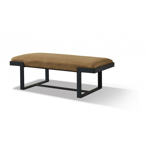 Hocker Polsterhocker Fuß Ablage Möbel Wohnen Sitzbänke Sitz Leder Braun von Xl Moebel