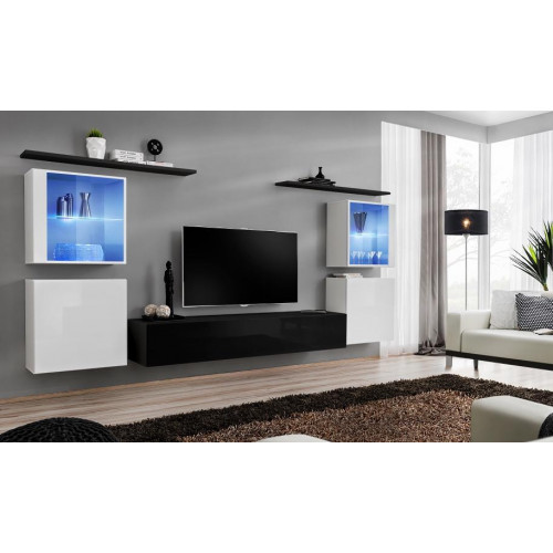 Holzmöbel Schwarz Wohnwand Wohnzimmer Wandregale Luxus Einrichtung Schrank Neu von Xl Moebel