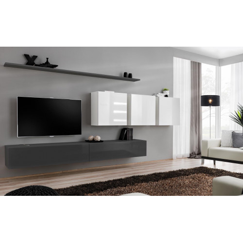 Holzmöbel Wohnwand Grau Designer TV-Ständer Hochglanz Sideboard Wandschrank von Xl Moebel