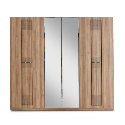 Holzschrank Schlafzimmerschrank Kleiderschrank Schrank Braun Spiegel Holzschrank Schlafzimmerschrank Kleiderschrank Schrank Braun Spiegel von Xl Moebel