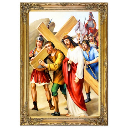 Jesus' Kreuzweg Handarbeit Ölbilder Gemälde Leinwand Ölbild Bild G01621 von Xl Moebel