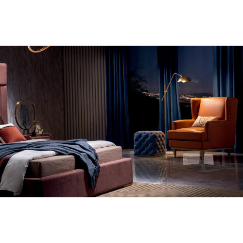 Klassisch Ohrensessel Hocker Sessel Couch Polster Set Leder Textil Design von Xl Moebel