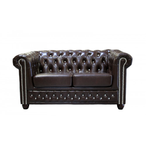 Klassische Edle Zweisitzer Chesterfield Möbel Couch Textil Sofa Design Braun von Xl Moebel