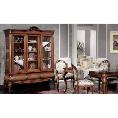 Klassische Esszimmer Garnitur Holzmöbel Esstisch 4x Stühle Vitrine 6tlg von Xl Moebel