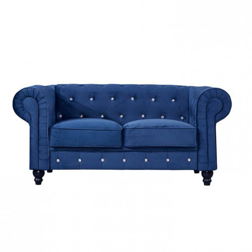 Klassische Leder Couch - Blaue Chesterfield Stoff Sofa 2 Sitzer Textil jvmoebel® von Xl Moebel