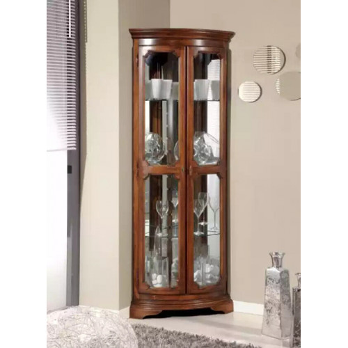 Klassische Möbel Holz Braun Eckvitrine Vitrineschrank Italienische Möbel von Xl Moebel