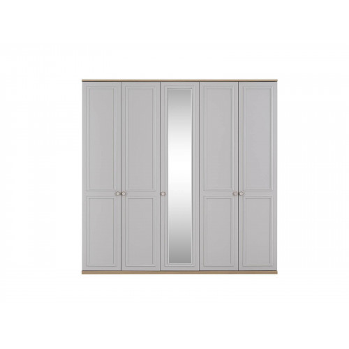 Kleiderschrank Schlafzimmerschrank Schrank Grau Holz Spiegel 5 Türen Kleiderschrank Schlafzimmerschrank Schrank Grau Holz Spiegel 5 Türen von Xl Moebel