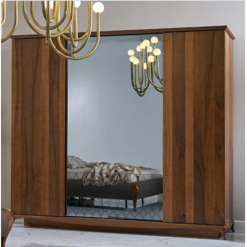 Kleiderschrank Schrank Holzschrank Braun Spiegel Schlafzimmerschrank Kleiderschrank Schrank Holzschrank Braun Spiegel Schlafzimmerschrank von Xl Moebel