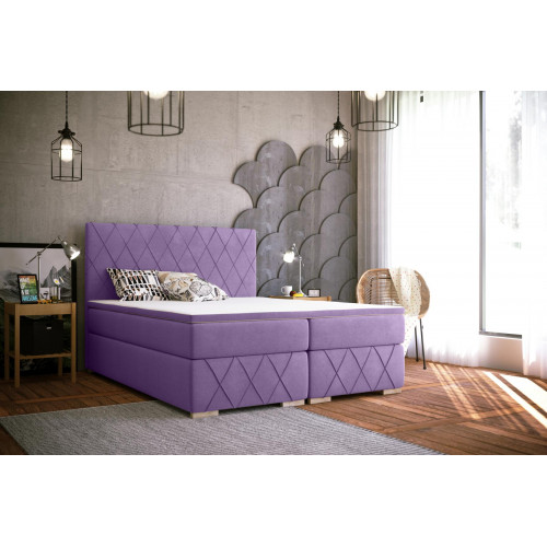 Komplett Set Matratze & Topper Boxspring Bett Lila Polster 180x200cm Betten von Xl Moebel