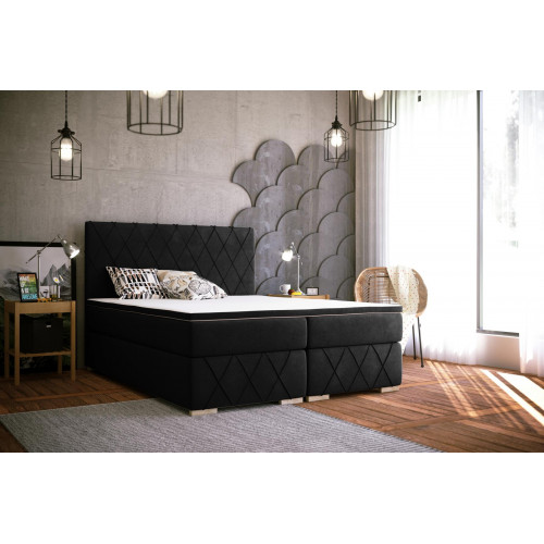Komplett Set Matratze & Topper Boxspring Bett Schwarz Polster 180x200cm Betten von Xl Moebel