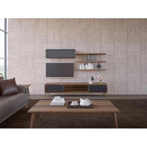 Komplett Wohnwand Wandschrank Holzmöbel Modern Set 5tlg 3x Wandregale Neu von Xl Moebel