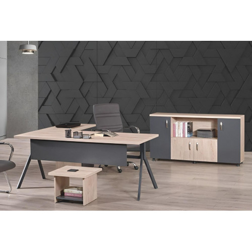 Komplettbüro Büromöbel Eckbürotisch Büro Bürotisch Set 3tlg Holz Grau von Xl Moebel