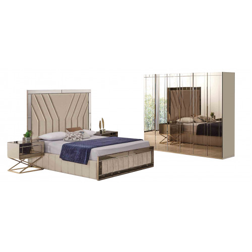 Komplettes Beiges Schlafzimmer Set Designer Bett Nachttische Schrank 4tlg Komplettes Beiges Schlafzimmer Set Designer Bett Nachttische Schrank 4tlg von Xl Moebel