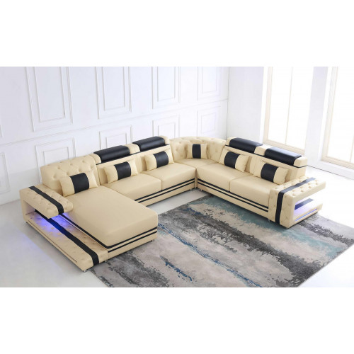 Leder Polster Sitz Design Modern Eck Garnitur Sofa Wohnlandschaft U Form USB LED von Xl Moebel