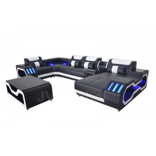 Leder Sofa Couch Polster Eck Garnitur Moderne Wohnlandschaft Tisch + USB + LED Leder Sofa Couch Polster Eck Garnitur Moderne Wohnlandschaft Tisch + USB + LED von Xl Moebel