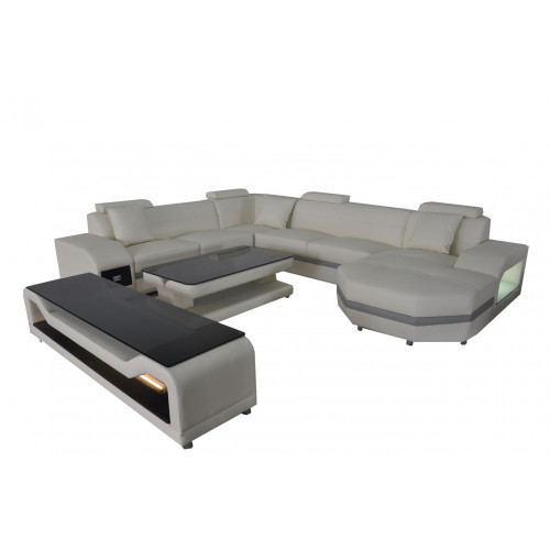 Leder Sofa Couch Polster Eck Sitz Garnitur Wohnlandschaft U Form couchen +USB Leder Sofa Couch Polster Eck Sitz Garnitur Wohnlandschaft U Form couchen +USB von Xl Moebel