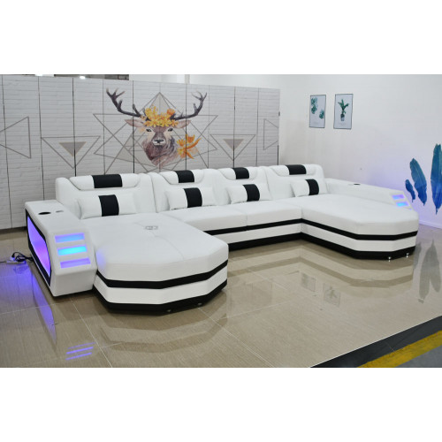 Ledersofa Sofa Modernes Polster Leder Wohnlandschaft Design Ecksofa Couch Weiß von Xl Moebel