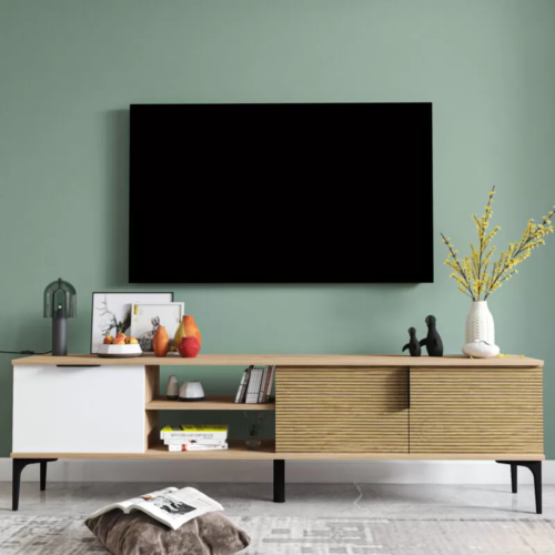 Lowboard RTV Modern Design Luxus Wohnzimmer Rechteckig Braun Weiß von Xl Moebel