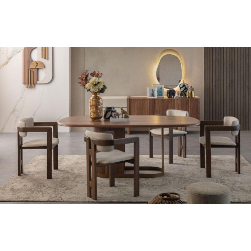 Luxuriöse Esszimmer Set Esstisch + 6x Stühle + Anrichte + Spiegel 9 tlg Modern Luxuriöse Esszimmer Set Esstisch + 6x Stühle + Anrichte + Spiegel 9 tlg Modern von Xl Moebel