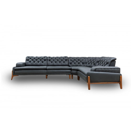 Luxus Ecksofa L-form mit Musiksystem Modern grau Polstermöbel Kunstleder von Xl Moebel