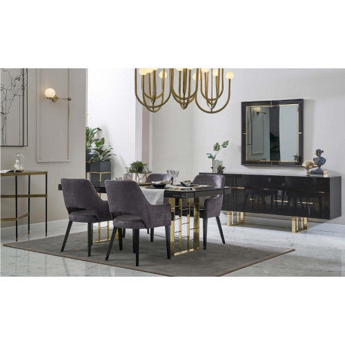 Luxus Essecke Esszimmer Essgruppe Esszimmermöbel Set 9tlg Holz Schwarz von Xl Moebel