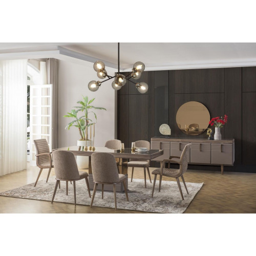 Luxus Essecke Esszimmer Esstisch Essgruppe Stühle Grau Holz Set 9tlg von Xl Moebel