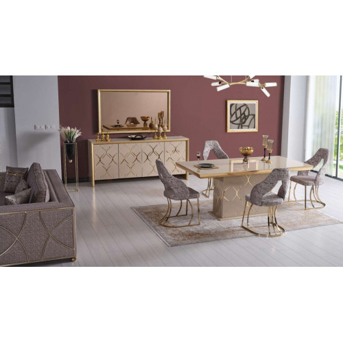 Luxus Esszimmer Set Esstisch 4x Stühle Sideboard Spiegel Essgruppe 7 tlg von Xl Moebel