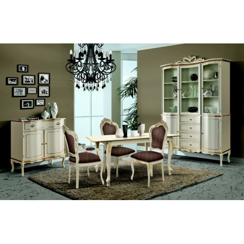 Luxus Esszimmer Set Garnitur 6tlg Weiß Holz Möbel Kommode 3x Stuhl Tisch Luxus Esszimmer Set Garnitur 6tlg Weiß Holz Möbel Kommode 3x Stuhl Tisch von Xl Moebel