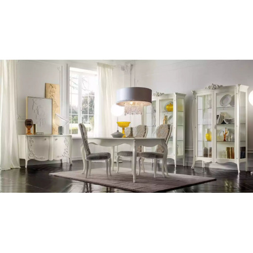 Luxus Esszimmer Set Garnitur 7tlg Weiß Holz Möbel Vitrine 4x Stühle Tisch Luxus Esszimmer Set Garnitur 7tlg Weiß Holz Möbel Vitrine 4x Stühle Tisch von Xl Moebel