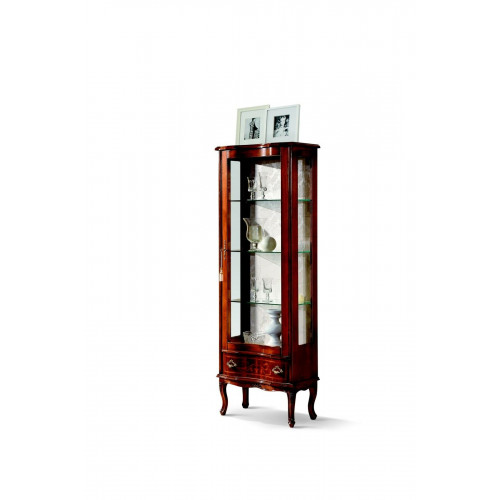 Luxus Holz Vitrine Brauner Schrank Glas Türen Design Anrichte Italienische Möbel von Xl Moebel