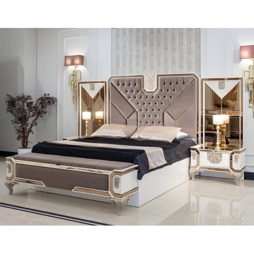 Luxus Schlafzimmer Set Bett + 2x Nachttische 3tlg Moderne Möbel Holz von Xl Moebel