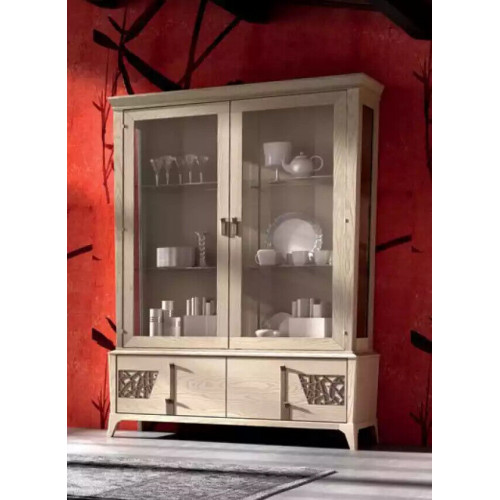 Luxus Vitrine 2 Tür Holz Schrank Wohnzimmer Glas Schränke Design Möbel von Xl Moebel