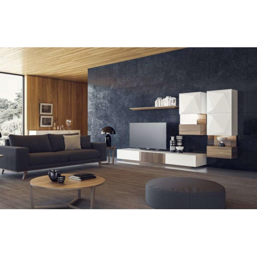 Luxus Walnuss natur Moderne Weiße Wohnwand TV-Ständer Sideboard Wandregale Luxus Walnuss natur Moderne Weiße Wohnwand TV-Ständer Sideboard Wandregale von Xl Moebel