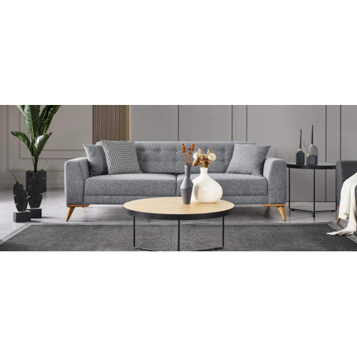 Modern Dreisitzer Sofa Grau Couchen luxus Möbel im Wohnzimmer 223cm von Xl Moebel