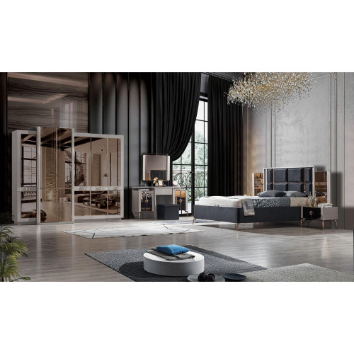 Modern Schlafzimmer Set Bett 2x Nachttischе Kleiderschrank Schminktisch von Xl Moebel