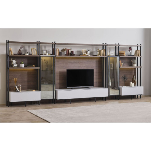 Moderne Braue Wohnzimmer Wohnwand Luxus Wohnzimmermöbel Regal Schränke von Xl Moebel
