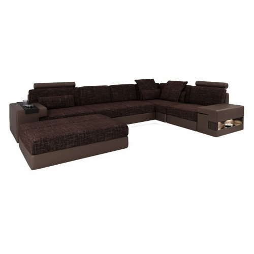 Moderne Designer Ecksofa L-Form Möbel Polster Textil mit Hocker 2tlg Set Neu von Xl Moebel